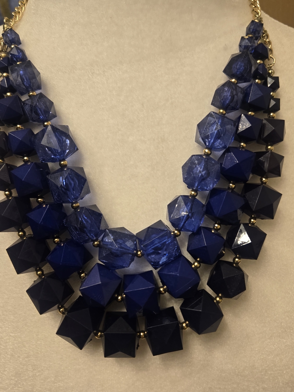 Bold Royal Blue Multi-Strand Geometric Statement Necklace